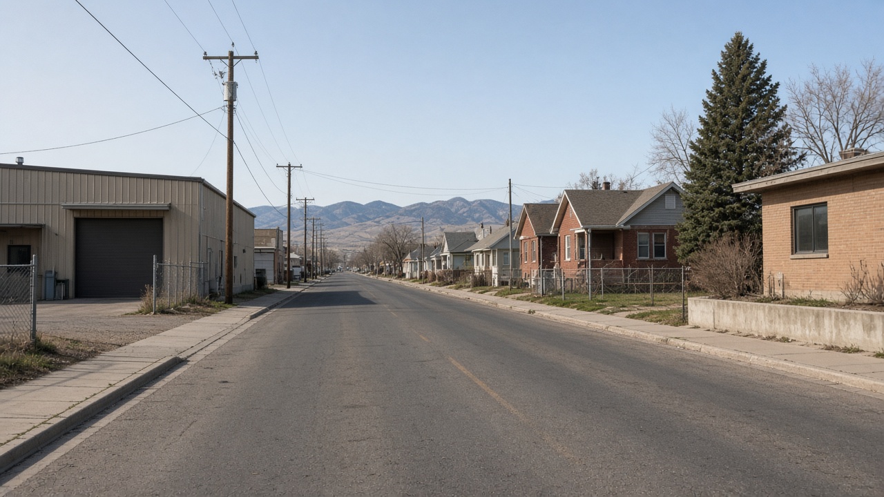 South Denver industrial-residential street near Vallejo Street