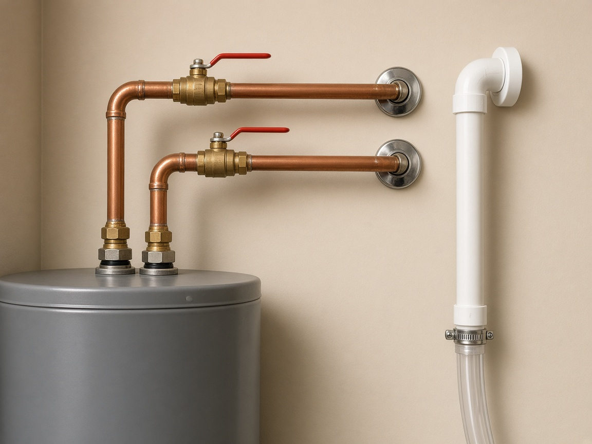 Water-heater connections and condensate line